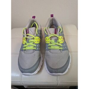 Reebok‎ Womens Running Shoes Grey Neon Yellow Purple Athletic Sneakers